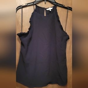 Candies Black Ruffled Blouse, Size Medium